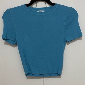 Acne Teal Short Sleeve Top